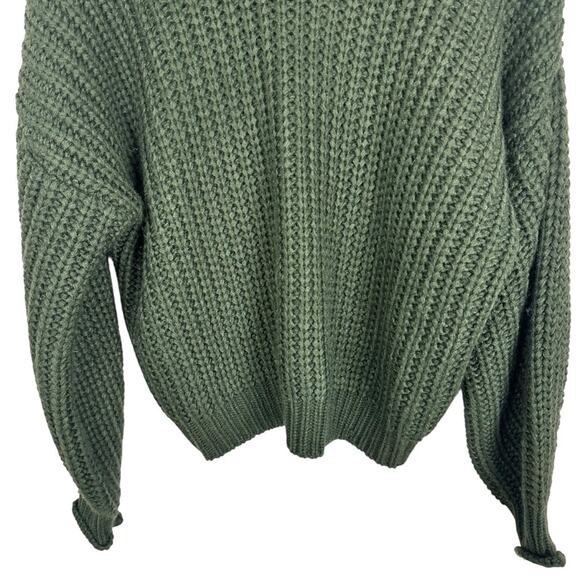 Elodie Dark Green Oversized Pullover Chunky Loose- Knit Cozy Sweater Sz Medium - Picture 7 of 10
